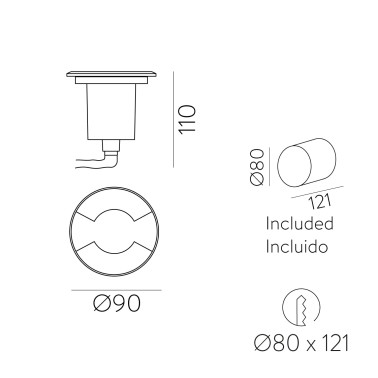 ACB INDUS 2L Empotrable de Suelo Aluminio GU10