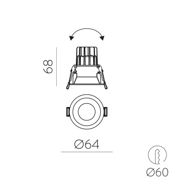 ACB MOVE Circular 64 Downlight 2700K Negro