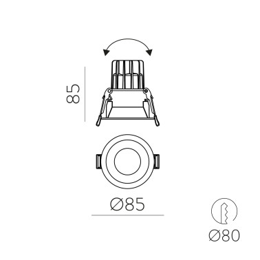 ACB MOVE Circular 85 Downlight 2700K Blanco