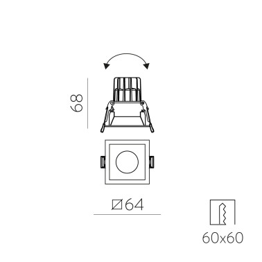 ACB MOVE Cuadrado 64 Downlight 2700K Blanco