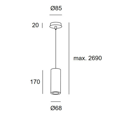 LEDSC4 PIPE 170 Colgante Negro