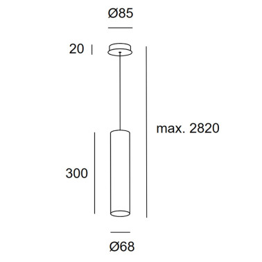 LEDSC4 PIPE 300 Colgante Negro