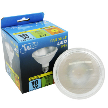 LAES Bombilla PAR30 LED 10W 24º IP65 3000K