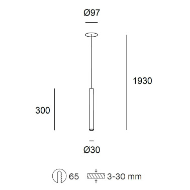 LEDSC4 STYLUS RECESSED 300 Colgante Negro