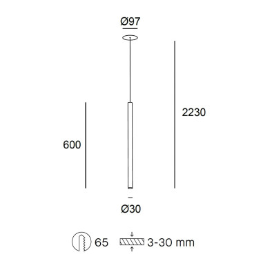 LEDSC4 STYLUS RECESSED 600 Colgante Negro