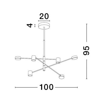 NOVA LUCE NORDIK Lámpara Colgante 6L