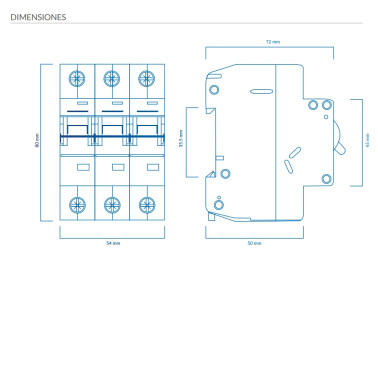 ATMOSS INTERRUPTOR MAGNETOTERMICO 50A 3P 10KA CURVA D