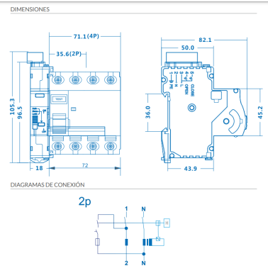 ATMOSS DIFERENCIAL REARM.SUP-INM 40A 2P 6KA TIPO A 30mA