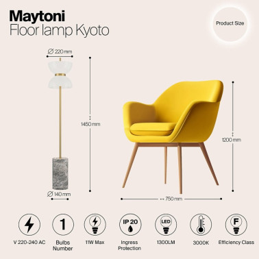 MAYTONI KYOTO Lámpara de Pie Oro