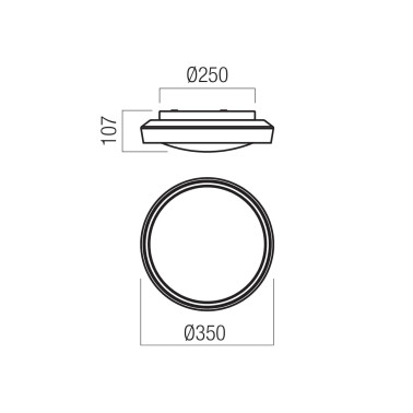 REDO ARCA 350 Plafón de Cristal para Baño