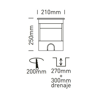 ONE LIGHT Empotrable de Acero Inox. Basculante Ø210