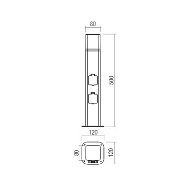 REDO VOLT H500 Baliza con 2 Enchufes Corten