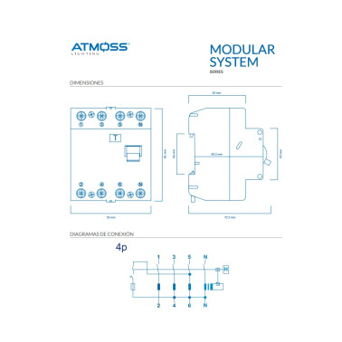 ATMOSS DIFERENCIAL 80A 4P 10KA TIPO AC 300mA