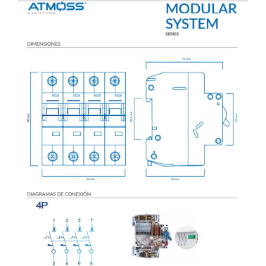 ATMOSS MAGNETOTERMICO 6A 4P 10KA CURVA C