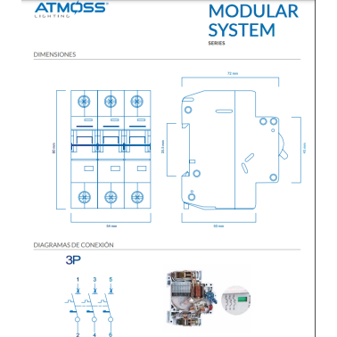 ATMOSS INTERRUPTOR MAGNETOTERMICO 10A 3P 10KA CURVA D