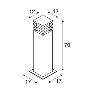 SLV RUSTY SQUARE 70 E27 Baliza Corten