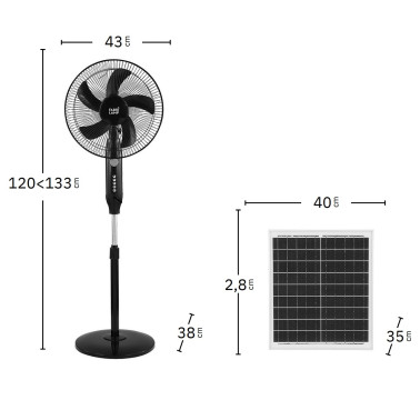 FABRILAMP BOREAL Ventilador Solar De Pie Negro