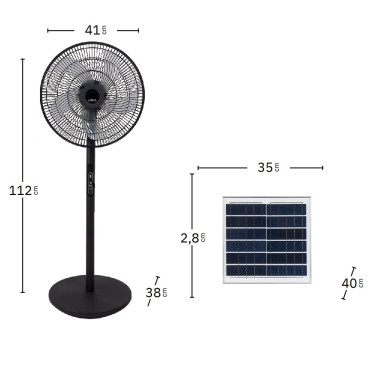 FABRILAMP RIALTO Ventilador Solar De Pie Negro