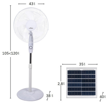 FABRILAMP FRONTERA Ventilador Solar De Pie Blanco