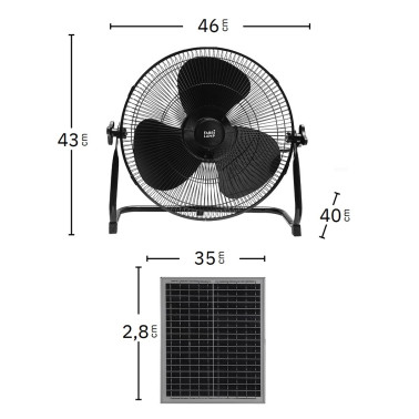 FABRILAMP CICLON Ventilador Solar De Pie Negro