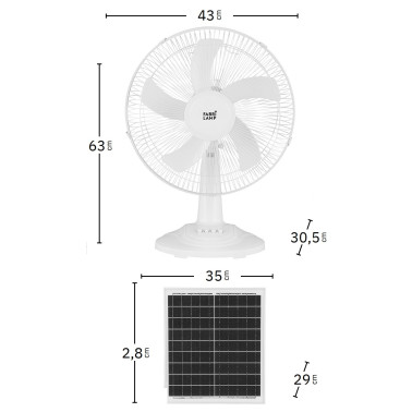 FABRILAMP ABANICO Ventilador Solar Sobremesa Blanco