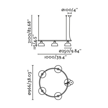 FARO TATAWIN M Metal Colgante Circular Blanco