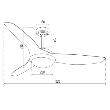 LIGHTED EBRO Ventilador de Techo Blanco/Madera IP20