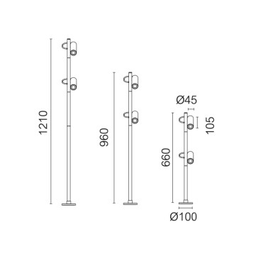 LED BAY HAKKE 12 Estaca/Baliza Antracita