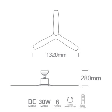 ONE LIGHT 6316/W Ventilador Sin Luz Blanco