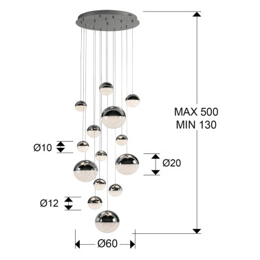 SCHULLER SPHERE Colgante 14L Ø60x500H Dimable
