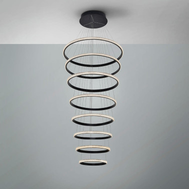 SCHULLER RING Lámpara 8 Aros Negro 4000K Dimable