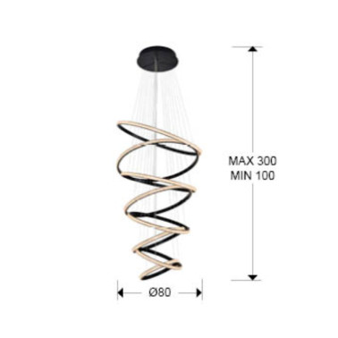 SCHULLER RING Lámpara 8 Aros Negro 4000K Dimable
