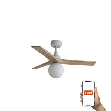 FARO KLIM S E27 Ventilador Blanco-Pino TUYA