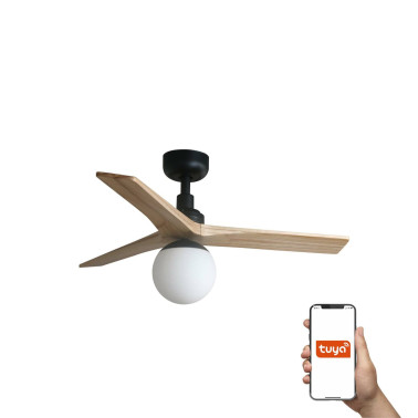 FARO KLIM S E27 Ventilador Negro-Roble TUYA