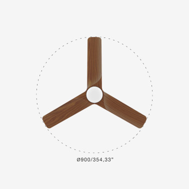 FARO HEYWOOD TUB LED S Ventilador Negro-Nogal
