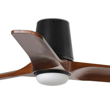 FARO HEYWOOD TUB LED S Ventilador Negro-Nogal