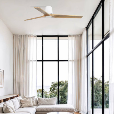 FARO HEYWOOD TUB L Ventilador Blanco-Pino TUYA