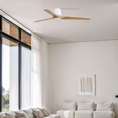 FARO HEYWOOD TUB LED L Ventilador Blanco-Pino TUYA