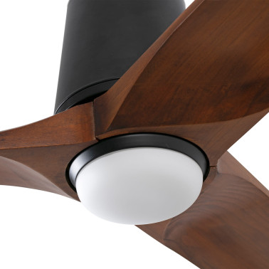 FARO HEYWOOD TUB LED L Ventilador Negro-Nogal TUYA