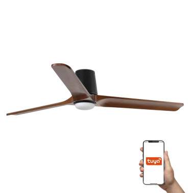 FARO HEYWOOD TUB LED L Ventilador Negro-Nogal TUYA