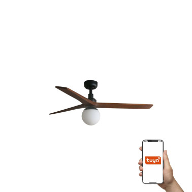 FARO KLIM M E27 Ventilador Negro-Nogal TUYA