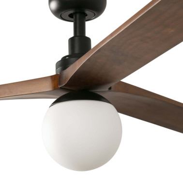 FARO KLIM L E27 Ventilador Negro-Nogal TUYA