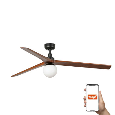 FARO KLIM L E27 Ventilador Negro-Nogal TUYA