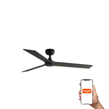 FARO RUDDER L Ventilador Negro-Nogal TUYA