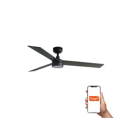 FARO RUDDER L LED Ventilador Negro-Nogal TUYA