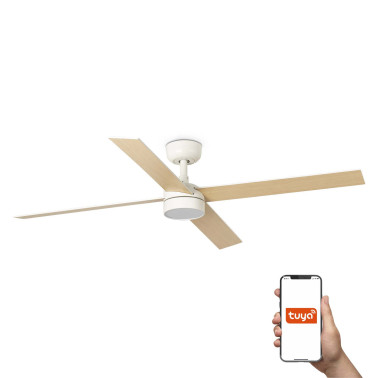 FARO RUDDER L 4 LED Ventilador Blanco-Fresno TUYA