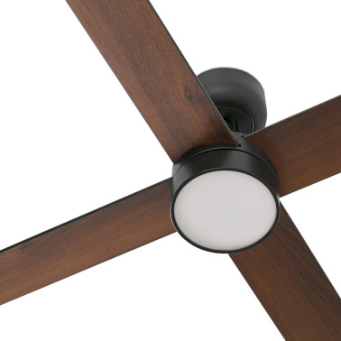 FARO RUDDER L 4 LED Ventilador Negro-Nogal TUYA