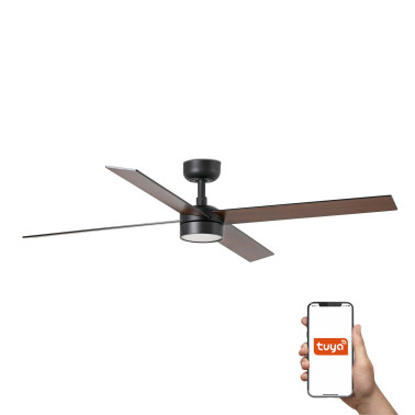 FARO RUDDER L 4 LED Ventilador Negro-Nogal TUYA