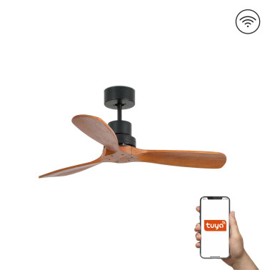 FARO MINI LANTAU S DC Ventilador Negro-Nogal TUYA