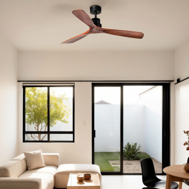 FARO LANTAU L DC Ventilador Negro-Nogal